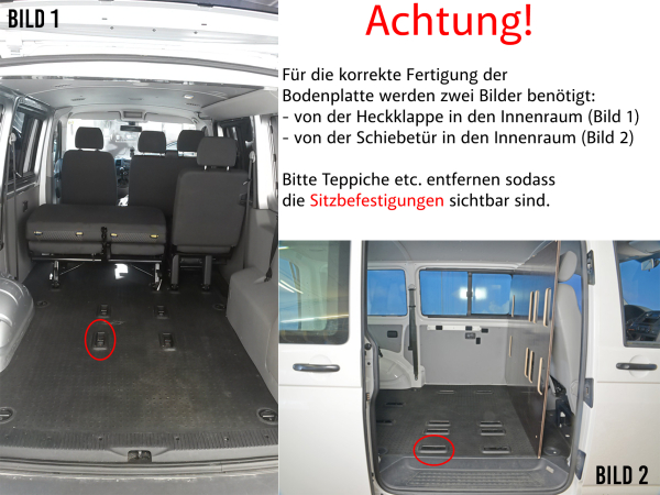 Vehicle construction floor board for Volkswagen T5 / T6 / T6.1 Transporter / Caravelle short wheelbase 250 cm x 150 cm